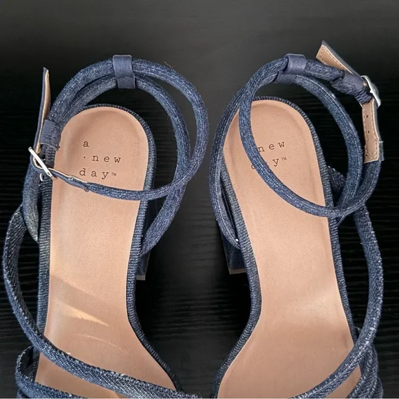 A New Day Women's Chunky Block Heel Asymmetric Ankle Strap Sandals - Picture 4 of 13